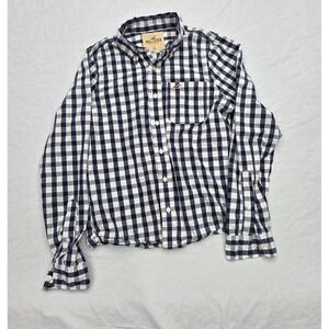 Hollister Blue Checkered Plaid Longsleeve Button Down Shirt Size Medium